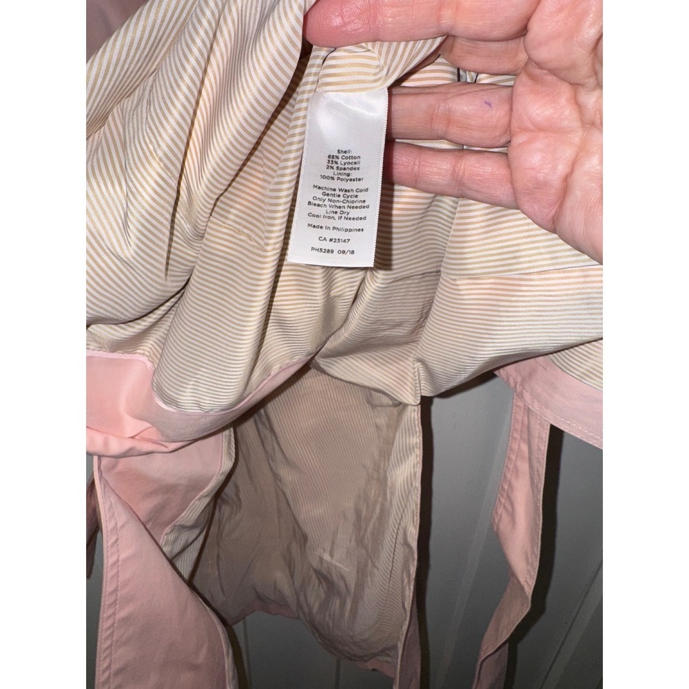 Talbots Petite light Pink Cotton Blend Belted Trench Coat Jacket SP PH5289 - Picture 5 of 14